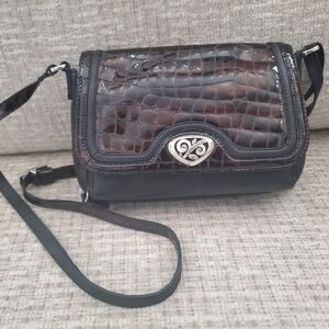 Brighton Croc Eve Delight Crossbody Bag Purse Small Brown/Black NWOT